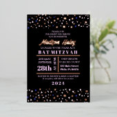 Navy Stars Bar Bat Mitzvah Einladung Gold Inlay (Stehend vorne)