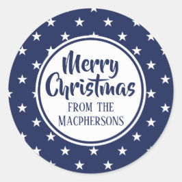Navy Stars Weihnachtskleber Runder Aufkleber