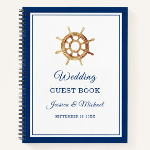 Navy Steering Wheel Nautical Wedding Guest Book Notizblock