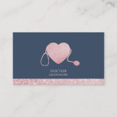 Navy Stethoscope Sparkling Heart Health Visitenkarte (Vorderseite)