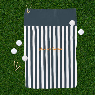 Navy-Streifen Das moderne Monogramm für den Gent Golfhandtuch