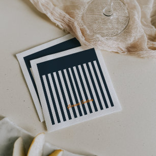 Navy-Streifen   Das moderne Monogramm für den Gent Serviette