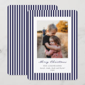 Navy-Streifen Frohe Weihnachten Flaches Foto (Vorne/Hinten)