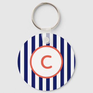 Navy-Streifen-Monogramm-Schlüsselanhänger Schlüsselanhänger