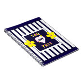 Navy Strip Notebook Bright Yellow Art Blume Notizblock (Rechte Seite)