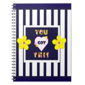 Navy Strip Notebook Bright Yellow Art Blume Notizblock (Vorderseite)