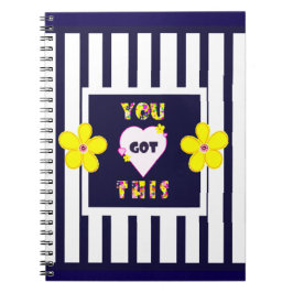 Navy Strip Notebook Bright Yellow Art Blume Notizblock