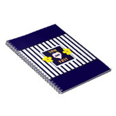Navy Strip Notebook Bright Yellow Art Blume Notizblock (Rechte Seite)