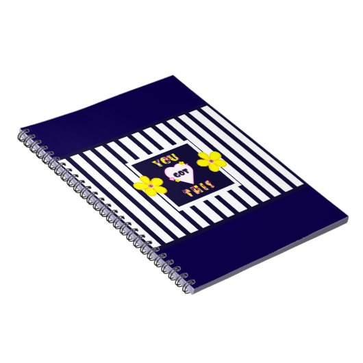 Navy Strip Notebook Bright Yellow Art Blume Notizblock (Rechte Seite)