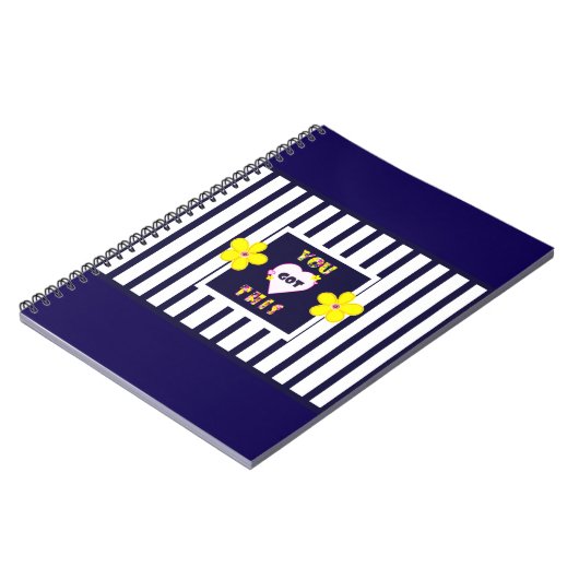 Navy Strip Notebook Bright Yellow Art Blume Notizblock (Linke Seite)