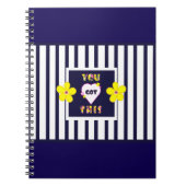 Navy Strip Notebook Bright Yellow Art Blume Notizblock (Vorderseite)