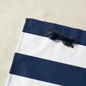 Navy Strip & Pink Monogram Strandtuch (Beispiel)