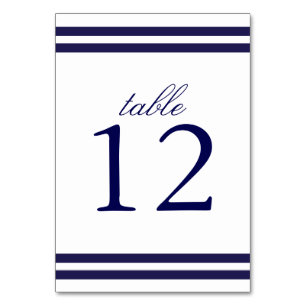 Navy Strip Tischnummer Card