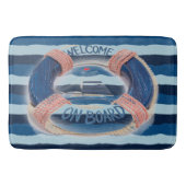 Navy Strip Willkommen an Bord Wave Life Buoy Badematte (Vorderseite)