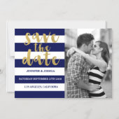 Navy Stripe Foto Speichern Sie das Datum Magnet Ei (Vorderseite)