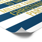Navy Stripe Gold Confetti Begrüßung Weihnachts-Par Poster (Ecke)