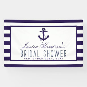 Navy Stripe Nautical Anchor Brautparty Banner