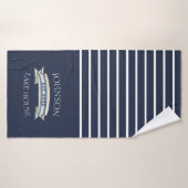 Navy Striped Anchor Lake House Badehandtuch (Badehandtuch)