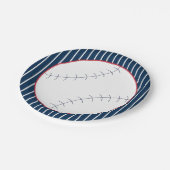 Navy Striped Baseball Paper Plate Pappteller (Schrägansicht)