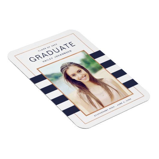 Navy Stripes Abschluss Foto Magnet (Rechte Seite)