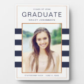 Navy Stripes Abschluss Foto Plaque Fotoplatte (Vorderseite)