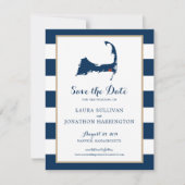 Navy Stripes Harwich Wequassett Cape Cod | Hochzei Save The Date (Vorderseite)