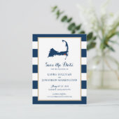 Navy Stripes Harwich Wequassett Cape Cod | Hochzei Save The Date (Stehend Vorderseite)