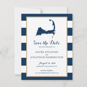 Navy Stripes Harwich Wequassett Cape Cod   Hochzei Save The Date