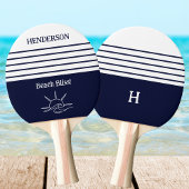 Navy Stripes Monogram Family Nautical Tischtennis Schläger