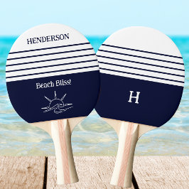 Navy Stripes Monogram Family Nautical  Tischtennis Schläger