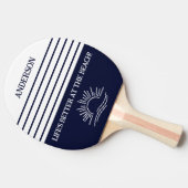Navy Stripes Monogram Family Nautical Tischtennis Schläger (Seitenansicht)