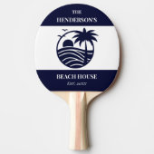 Navy Stripes Palm Tree Monogram Family Coastal Tischtennis Schläger (Vorderseite)