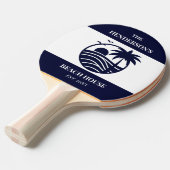 Navy Stripes Palm Tree Monogram Family Coastal Tischtennis Schläger (Vorderseite)