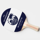 Navy Stripes Palm Tree Monogram Family Coastal Tischtennis Schläger (Seitenansicht)