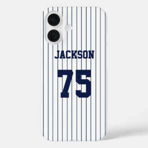 Navy Stripes White Baseball Jersey iPhone 16 Hülle