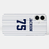 Navy Stripes White Baseball Jersey Case-Mate iPhone Hülle (Rückseite (Horizontal))