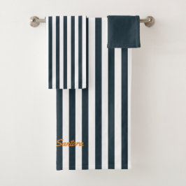 Navy Strips | Die Monografie des Modernen Gentlema Badhandtuch Set