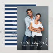 Navy Strips | Einladung des Fotos (Vorne/Hinten)