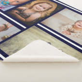 Navy Strips Mehrere Fotos benutzerdefinierte Monog Sherpadecke (3/4)