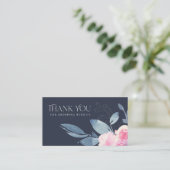 NAVY SUBTLE BLUSBLAUEN BLUE BLLORAL GESCHÄFT DANK VISITENKARTE (Stehend Vorderseite)