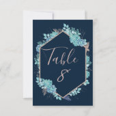 Navy Succulents & Rose Gold Wedding Tischnummern (Rückseite)