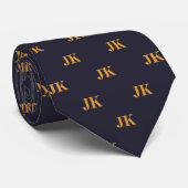Navy Sun Gold Monogram Initials Krawatte (Gerollt)