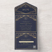 Navy Sun Moon Tarot Card QR Code Wedite Einladung (Innen Boden)