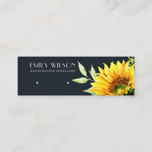NAVY SUNFLOWER AUTUMN STUD EARRING DISPLAD CARD MINI VISITENKARTE (Vorderseite)