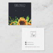 NAVY SUNFLOWER AUTUMN STUD EARRING DISPLAD CARD QUADRATISCHE VISITENKARTE (Vorne/Hinten)