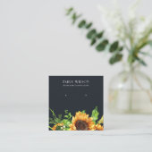 NAVY SUNFLOWER AUTUMN STUD EARRING DISPLAD CARD QUADRATISCHE VISITENKARTE (Stehend Vorderseite)