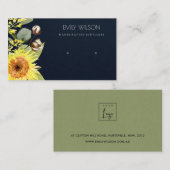 NAVY SUNFLOWER BLÄTTER FLORAL EARRING DISPLAY LOGO VISITENKARTE (Vorne/Hinten)