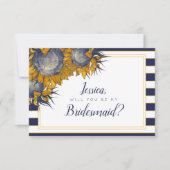 Navy Sunflower Bridesmaid Card Einladung (Vorderseite)
