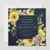 NAVY SUNFLOWER EUCALYPTUS FLORAL BRAUTPARTY EINLADUNG (Vorderseite)