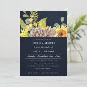 NAVY SUNFLOWER EUCALYPTUS FLORAL COUPLES SHOWER EINLADUNG (Stehend Vorderseite)